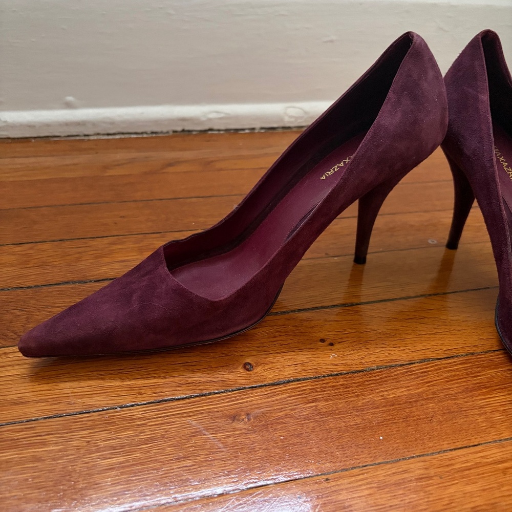 3” leather suede pointed toe pumps